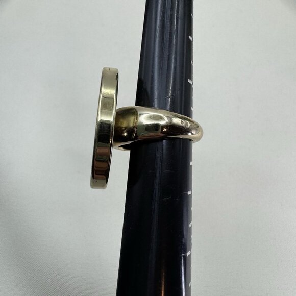 HOUSE OF HARLOW GOLD PLATED OVER CRANBERRY LEATHER SUNBURST RING SZ 7 - Picture 6 of 9